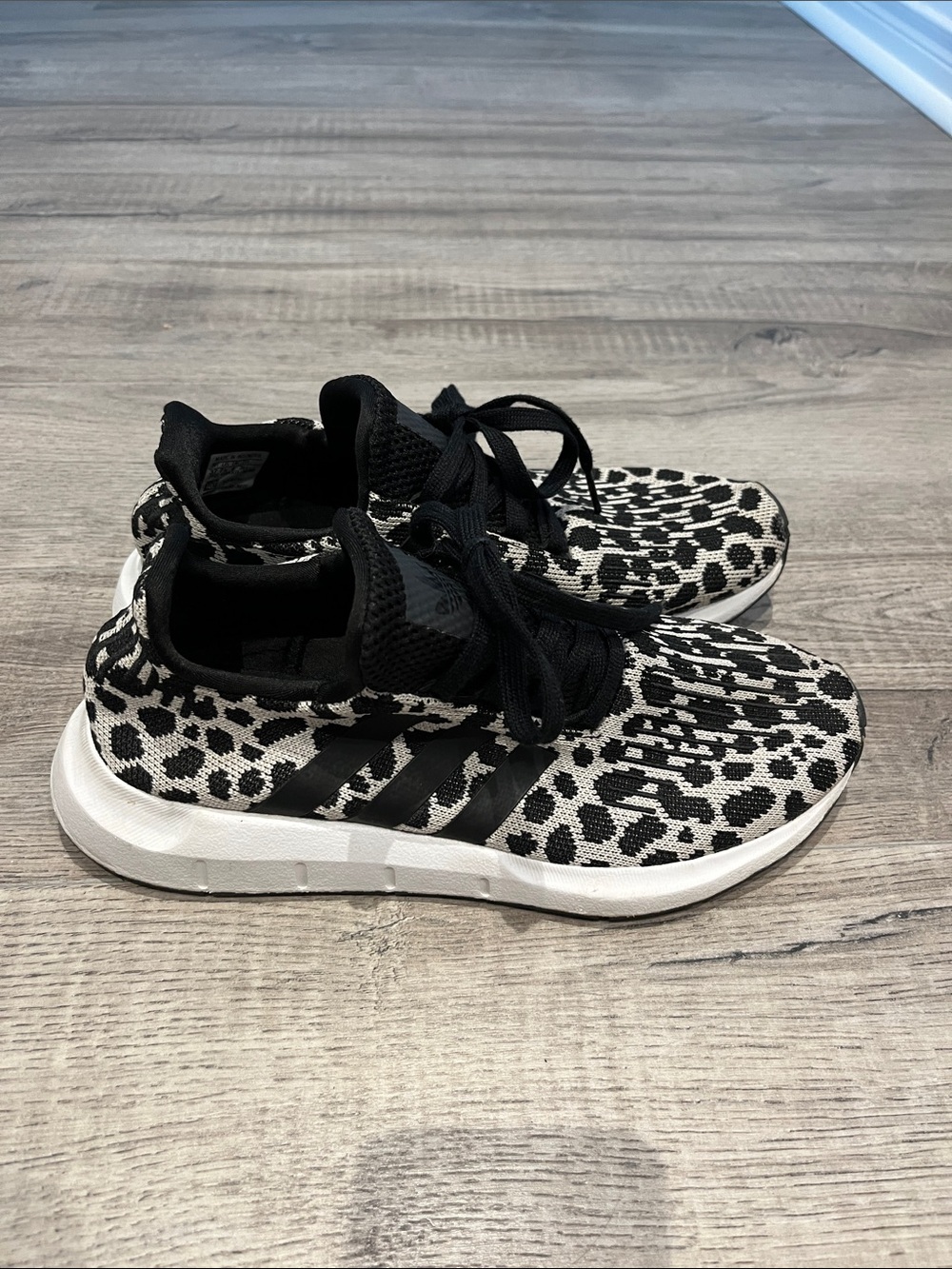 adidas Black and White Leopard Knit Sneakers